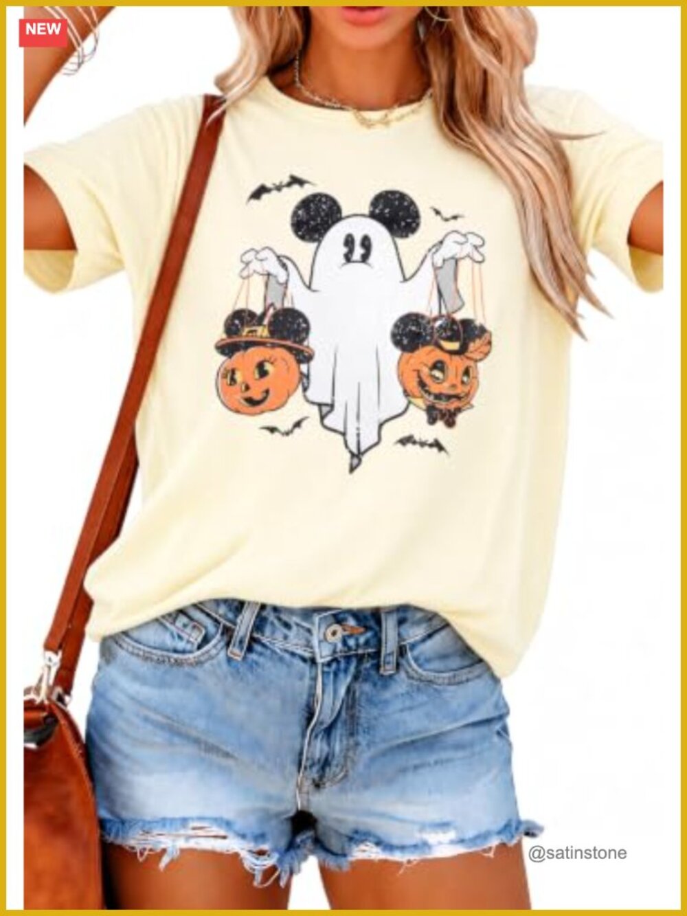 Cute Ghost Pumpkin Halloween Women Short Sleeve Crew Neck Cotton Tee